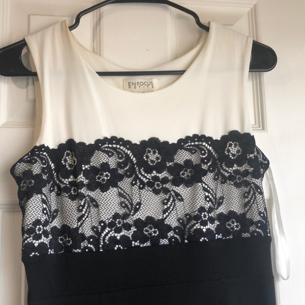 Cream and black dress